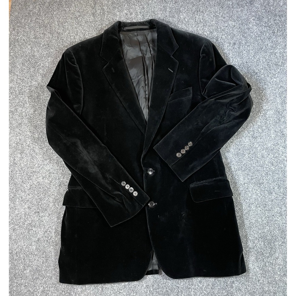VTG 80's Calvin Klein Made In France Men's Jacket Size 40* Black Velvet Blazer